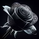 silhouette of a rose made of  glass engraved with fractals and mandala 4k, beveled, black background