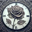 silhouette of a rose made of clock and gears and glass engraved with fractals and mandala 4k, geometric