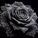 silhouette of a rose made of silicon engraved with fractals webs and mandala 4k, beveled, black background