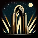 tall arch, lights below, night,   high contrast,  1920s art deco poster,