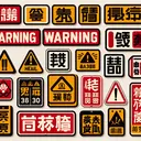 warning signs written in chinese characters