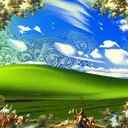 windows xp bliss wallpaper with toile de jouy pattern